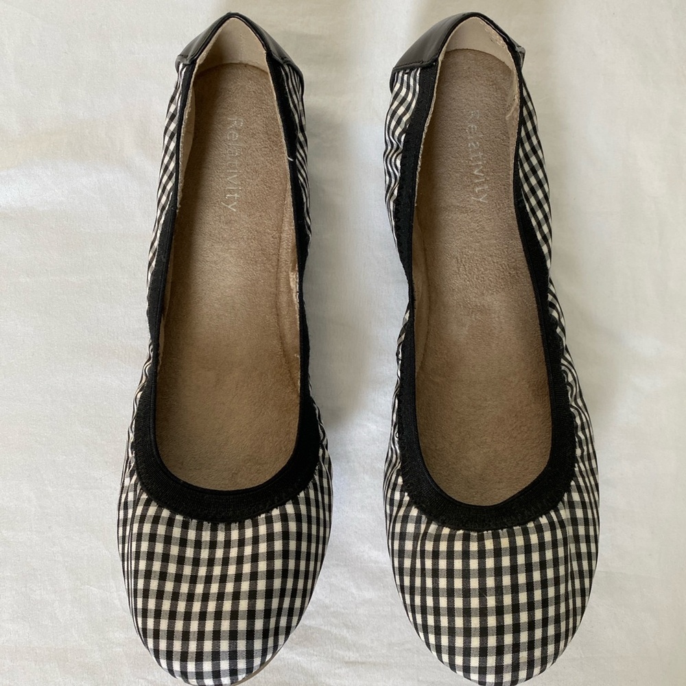 Black and White Gingham Flats - never worn